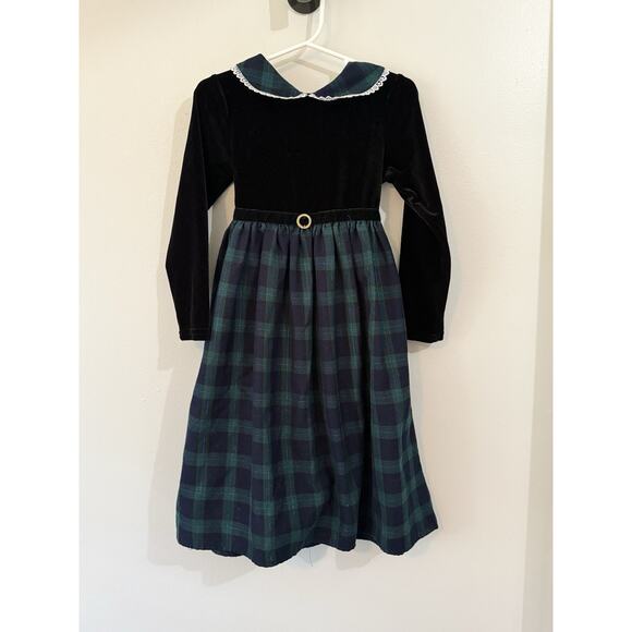 Youngland Girl’s Fancy Black Velour And Green Dress size 4 Pre-owned - Picture 1 of 5